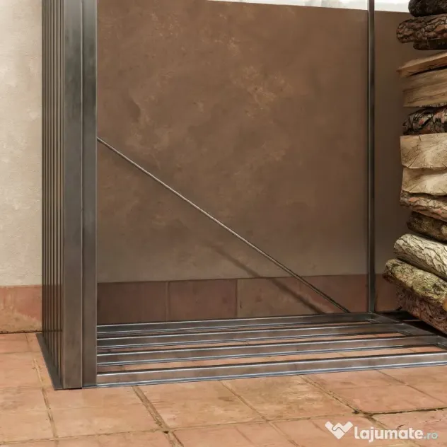 Outsunny Suport de Lemne cu Structură din Oțel Galvanizat 240x86x160cm Negru | Aosom Romania