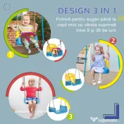 Outsunny Leagăn Copii 3 în 1 pentru Interior și Exterior, Frânghie Reglabilă și Centură de Siguranță, Vârsta 9-36 Luni, Albastru 
