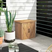 Outsunny Dulap de Exterior din Lemn cu 2 Uși, Căsuță de Grădină pentru Unelte cu Acoperiș Impermeabil, 77x55x72 cm, Maro | Aosom Romania