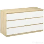 Homcom Comoda 6 Sertare 135×48×77 cm Alb/Natur