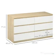 Homcom Comoda 6 Sertare 135×48×77 cm Alb/Natur