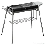 Outsunny Grătar cu Cărbune cu Grilaj și Plită de Gătit, Coș și Rafturi, 107x63x75cm, Negru