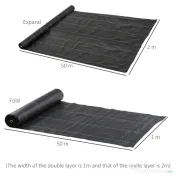 Outsunny Folie pentru Mulcire 50x2 m, Respirabilă și Anti-UV, din Polipropilenă Neagră 