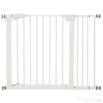 PawHut Poartă pentru Câini de Talie Mică și Medie cu Dublă Încuietoare și Închidere Automată, 76-103x4.2x77 cm, Alb | Aosom Romania