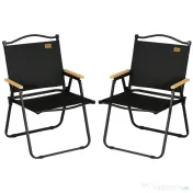 Outsunny Set 2 Scaune de Camping și Plajă Pliabile cu Cotiere, 54x59x78 cm, Negru | Aosom Romania