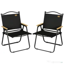 Outsunny Set 2 Scaune de Camping și Plajă Pliabile cu Cotiere, 54x59x78 cm, Negru | Aosom Romania