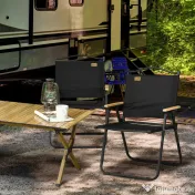 Outsunny Set 2 Scaune de Camping și Plajă Pliabile cu Cotiere, 54x59x78 cm, Negru | Aosom Romania