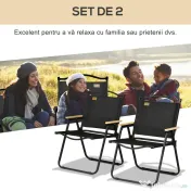 Outsunny Set 2 Scaune de Camping și Plajă Pliabile cu Cotiere, 54x59x78 cm, Negru | Aosom Romania