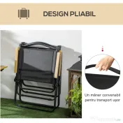 Outsunny Set 2 Scaune de Camping și Plajă Pliabile cu Cotiere, 54x59x78 cm, Negru | Aosom Romania