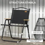 Outsunny Set 2 Scaune de Camping și Plajă Pliabile cu Cotiere, 54x59x78 cm, Negru | Aosom Romania