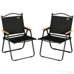 Outsunny Set 2 Scaune de Exterior Pliabile cu Brațe din Material Textil Oxford și Oțel, Negru