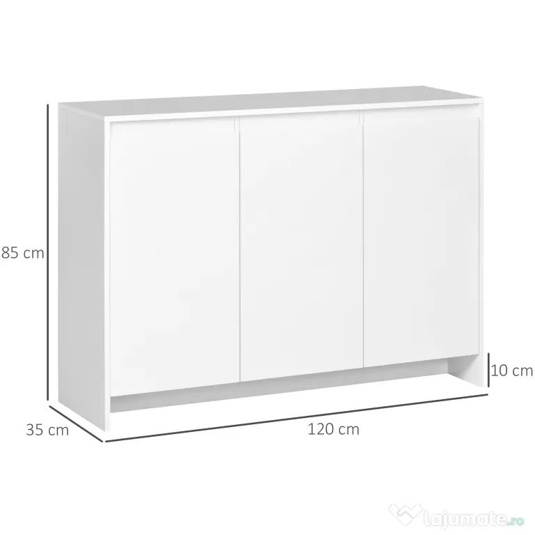 HOMCOM Bufet Modern cu 12 Rafturi, PAL, pentru Bucătărie, Sufragerie, Hol, 120x35x85 cm, Alb, Spațiu Amplu de Depozitare | Aosom Romania