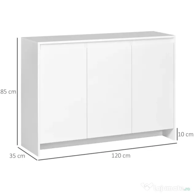 HOMCOM Bufet Modern cu 12 Rafturi, PAL, pentru Bucătărie, Sufragerie, Hol, 120x35x85 cm, Alb, Spațiu Amplu de Depozitare | Aosom Romania