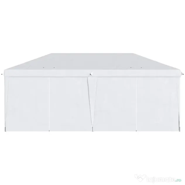 Outsunny Cort 6x3 m pliabil din otel si material Oxford, cort pentru gradina cu 6 pereti laterali, franghii si carlige, alb