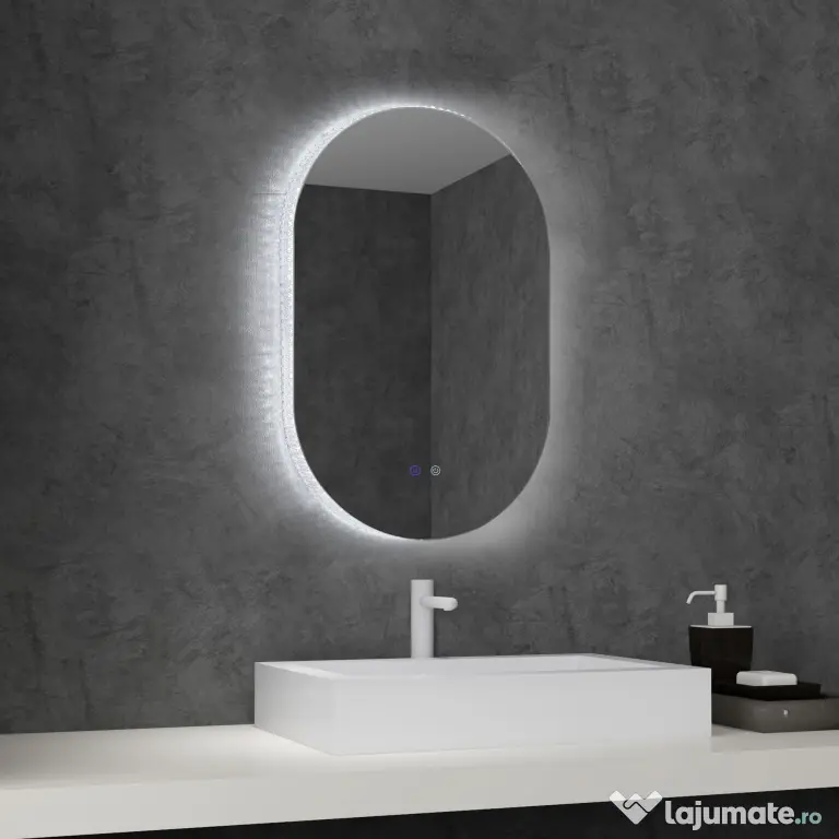 kleankin Oglindă de Perete cu Lumină LED în 3 Culori și Funcție Anti-Aburire, 81x51x4.5 cm, Transparent | Aosom Romania
