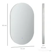 kleankin Oglindă de Perete cu Lumină LED în 3 Culori și Funcție Anti-Aburire, 81x51x4.5 cm, Transparent | Aosom Romania