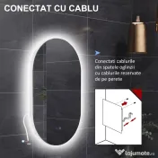 kleankin Oglindă de Perete cu Lumină LED în 3 Culori și Funcție Anti-Aburire, 81x51x4.5 cm, Transparent | Aosom Romania