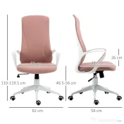 Vinsetto Scaun de birou ergonomic și căptușit, cu înălțime ajustabilă și balans, 62x56x110-119,5 cm, roz | Aosom Romania 