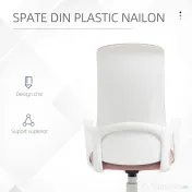 Vinsetto Scaun de birou ergonomic și căptușit, cu înălțime ajustabilă și balans, 62x56x110-119,5 cm, roz | Aosom Romania 