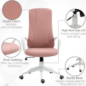 Vinsetto Scaun de birou ergonomic și căptușit, cu înălțime ajustabilă și balans, 62x56x110-119,5 cm, roz | Aosom Romania 