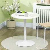 Masa rotunda HOMCOM, baza din otel, suport antiderapant Φ70x75cm, MDF si Otel, Alb | Aosom Romania 