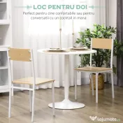 Masa rotunda HOMCOM, baza din otel, suport antiderapant Φ70x75cm, MDF si Otel, Alb | Aosom Romania 