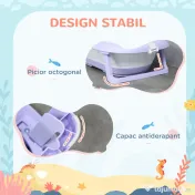 ZONEKIZ Cadita Pliabila pentru Copii 0-6 Ani cu Perna si Organizatoare, 83x48x23.5cm, Violet/Alb | Aosom Romania 