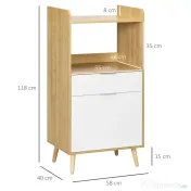 Dulap pentru Cuptorul cu Microunde, Dulap de Bucatarie cu Dulap de Depozitare, Sertar, Camera de Zi 58x40x118cm HOMCOM | Aosom Romania 