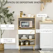Dulap pentru Cuptorul cu Microunde, Dulap de Bucatarie cu Dulap de Depozitare, Sertar, Camera de Zi 58x40x118cm HOMCOM | Aosom Romania 