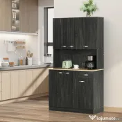 HOMCOM Bufet de Bucătărie cu Sertar și Blat, Uși și Rafturi Reglabile, 101x39x180 cm, Negru | Aosom Romania 
