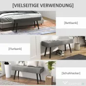 HOMCOM Danca Depozitare, Velvet Tapițat, cu Picioare de Oțel, pentru Dormitor, Living, Sufragerie, Hol, 100x36x45 cm, Gri | Aosom Romania
