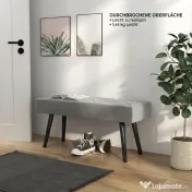 HOMCOM Danca Depozitare, Velvet Tapițat, cu Picioare de Oțel, pentru Dormitor, Living, Sufragerie, Hol, 100x36x45 cm, Gri | Aosom Romania