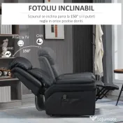 HOMCOM Fotoliu Electric Rabatabil cu Ridicare pentru Persoane, Capitolaj Gros și Telecomandă, Dimensiuni 96x93x105 cm, Negru Elegant | Aosom România