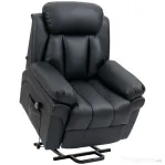 HOMCOM Fotoliu Recliner Electric cu Funcție de Ridicare, Tapițerie Groasă și Telecomandă, 96x93x105 cm, Negru