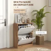 HOMCOM Dulap Ingust pentru Pantofi, Dulap Ingust pentru Depozitarea Pantofilor cu 2 Sertare Rabatabile, Pantofar | Aosom Romania 