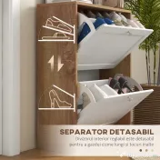 HOMCOM Dulap Ingust pentru Pantofi, Dulap Ingust pentru Depozitarea Pantofilor cu 2 Sertare Rabatabile, Pantofar | Aosom Romania 