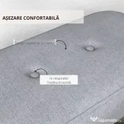 HOMCOM Bancă Tapițată pentru Capătul Patului, cu Butoni și Picioare din Oțel, Gri, Dormitor/Cameră de Zi | Aosom Romania
