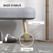 HOMCOM Bancă Tapițată pentru Capătul Patului, cu Butoni și Picioare din Oțel, Gri, Dormitor/Cameră de Zi | Aosom Romania