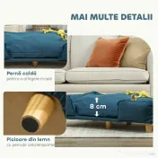 PawHut Canapea pentru Câini până la 30 kg cu Pernă Detașabilă, 96x66x24 cm, Albastru | Aosom Romania 