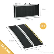 HOMCOM Rampă pliabilă și antiderapantă pentru scaun cu rotile din aluminiu, 152x73cm, Capacitate 272kg
