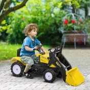 HOMCOM Excavator cu Pedale pentru Copii de 3 Ani cu Cupă Frontală și Volan, 114x41x52 cm, Galben | Aosom Romania