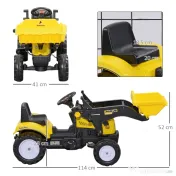 HOMCOM Excavator cu Pedale pentru Copii de 3 Ani cu Cupă Frontală și Volan, 114x41x52 cm, Galben | Aosom Romania