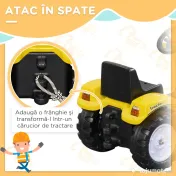 HOMCOM Excavator cu Pedale pentru Copii de 3 Ani cu Cupă Frontală și Volan, 114x41x52 cm, Galben | Aosom Romania