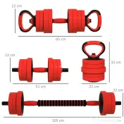 SPORTNOW Set de Greutăți pentru Sală 4 în 1 din Plastic și Nisip, Roșu | Aosom Romania 