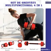 SPORTNOW Set de Greutăți pentru Sală 4 în 1 din Plastic și Nisip, Roșu | Aosom Romania 