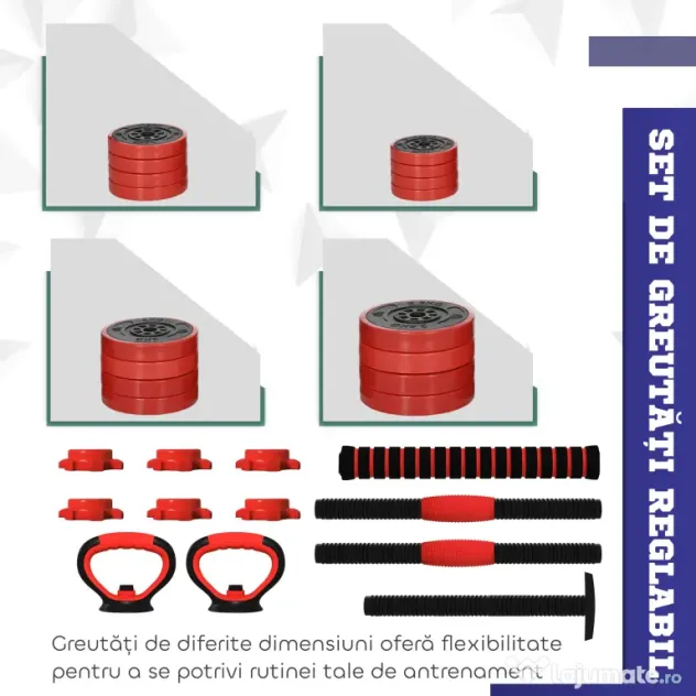 SPORTNOW Set de Greutăți pentru Sală 4 în 1 din Plastic și Nisip, Roșu | Aosom Romania