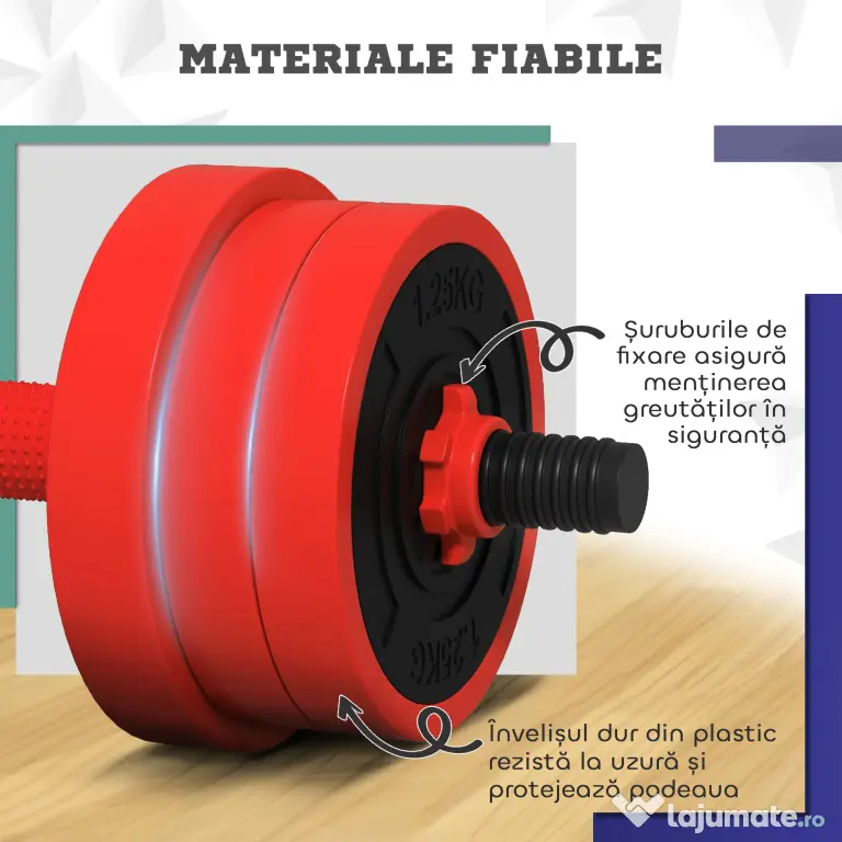 SPORTNOW Set de Greutăți pentru Sală 4 în 1 din Plastic și Nisip, Roșu | Aosom Romania