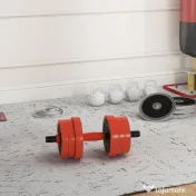 SPORTNOW Set de Greutăți pentru Sală 4 în 1 din Plastic și Nisip, Roșu | Aosom Romania 