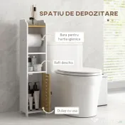 kleankin Suport pentru Hartie Igienica, Dulap de Depozitare pentru Baie cu Suport pentru Role de Hartie Igienica | Aosom Romania 