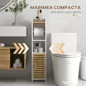 kleankin Suport pentru Hartie Igienica, Dulap de Depozitare pentru Baie cu Suport pentru Role de Hartie Igienica | Aosom Romania 